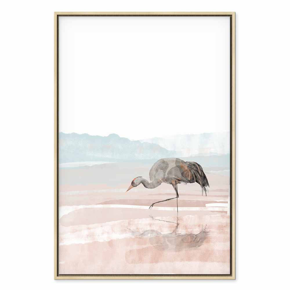 Morning Crane Bird Vertical Canvas Print
