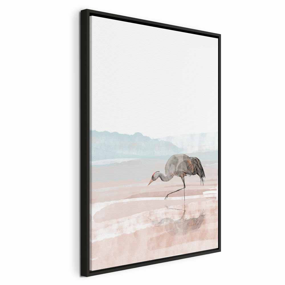 Morning Crane Bird Vertical Canvas Print