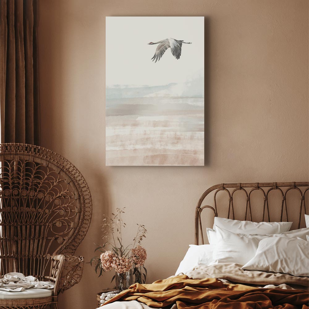 Flying Crane Birds Nature Canvas Print