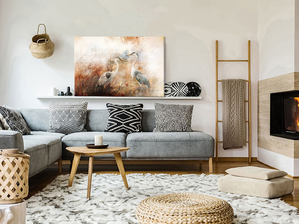 Canvas Print - Herons on the Hunt Wide (1 Part)