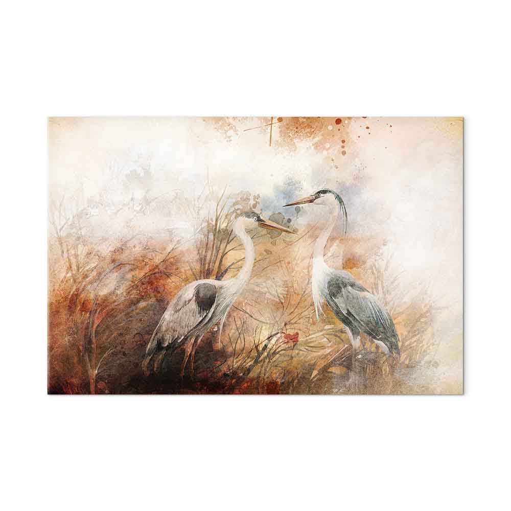 Herons Hunting Nature Canvas Print