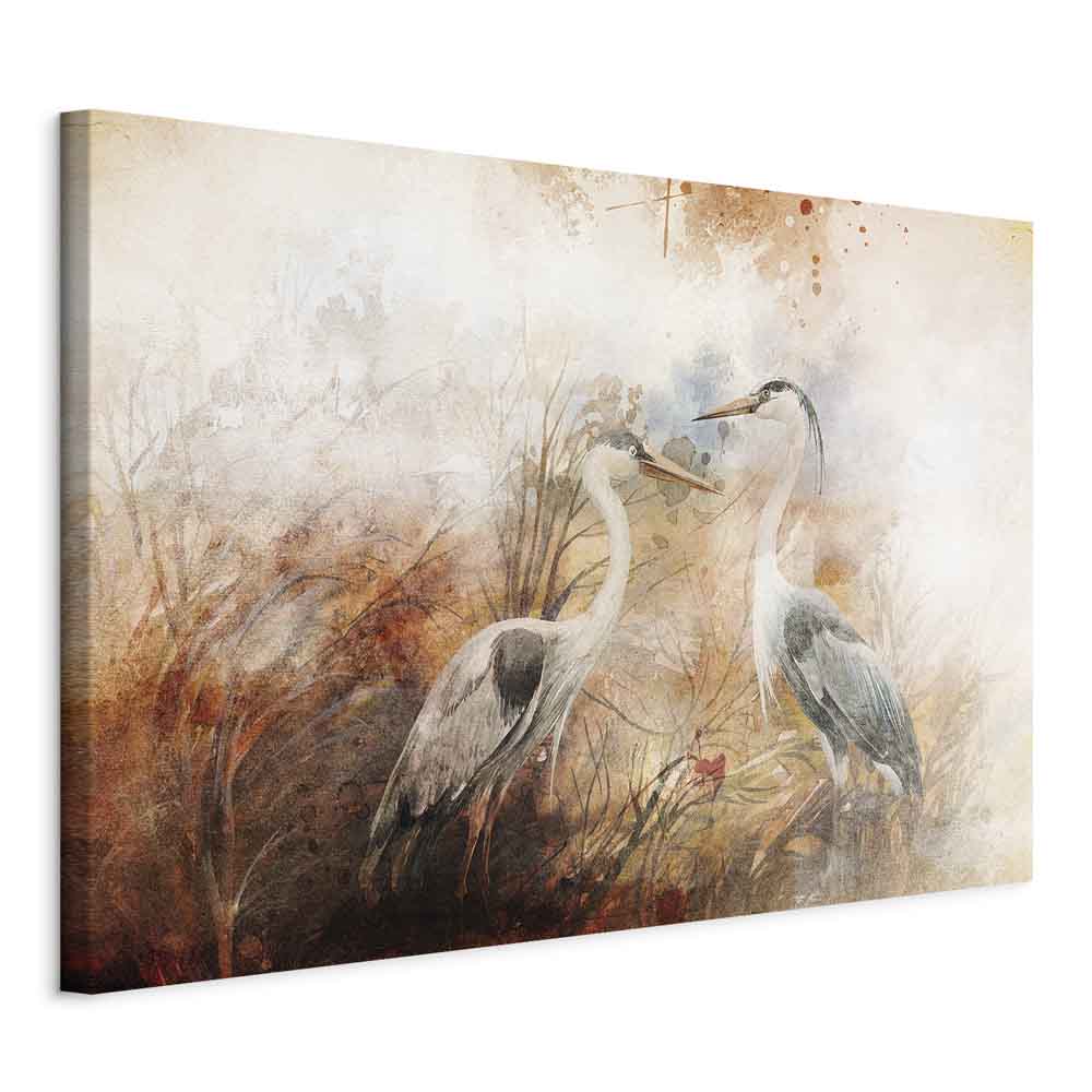 Herons Hunting Nature Canvas Print