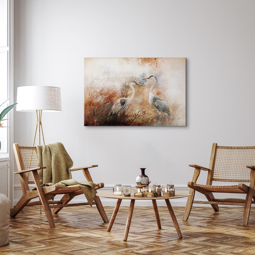 Herons Hunting Nature Canvas Print