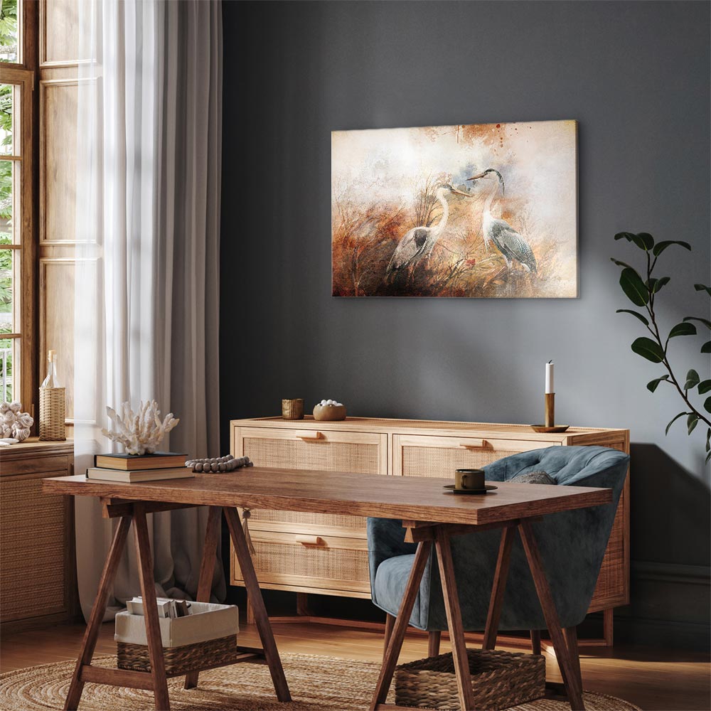 Herons Hunting Nature Canvas Print