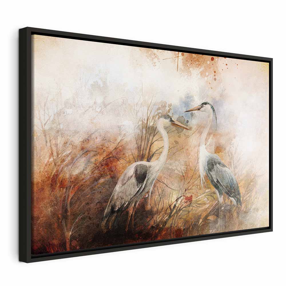 Herons Hunting Nature Canvas Print