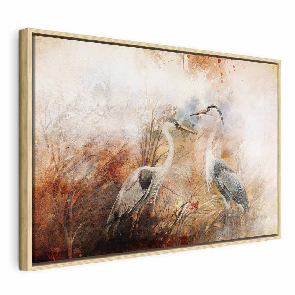 Herons Hunting Nature Canvas Print