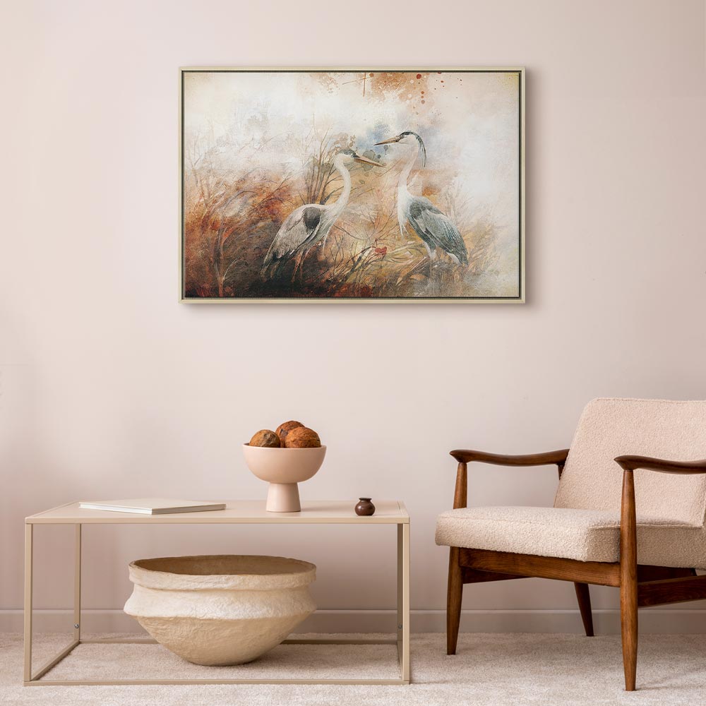 Herons Hunting Nature Canvas Print