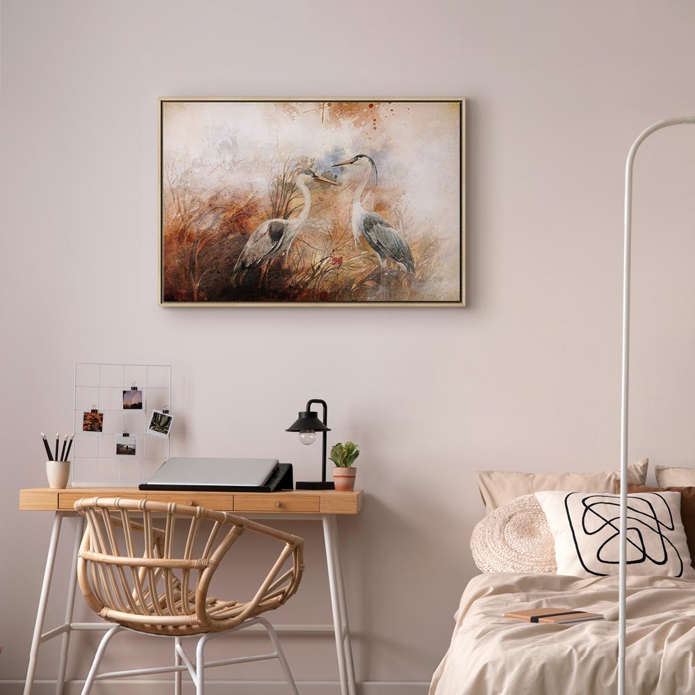 Herons Hunting Nature Canvas Print