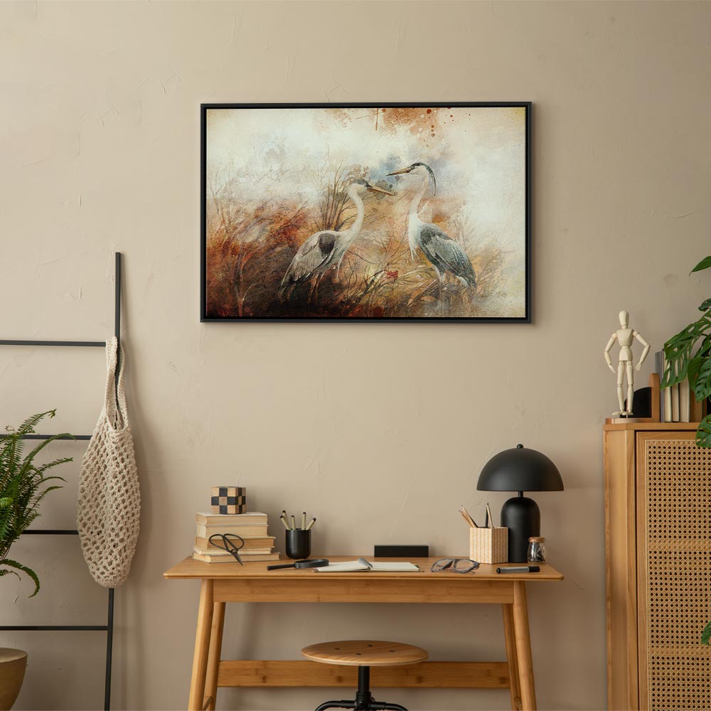 Herons Hunting Nature Canvas Print