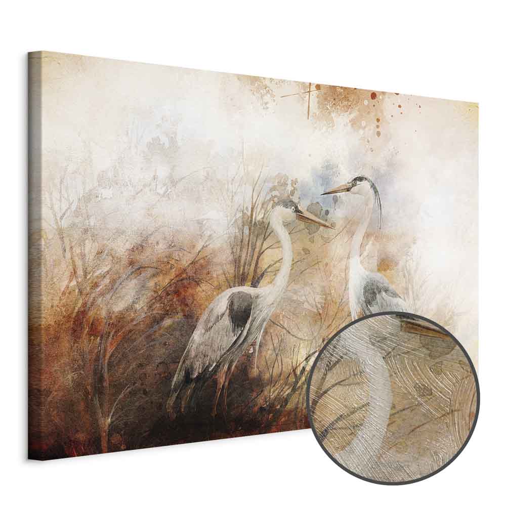 Herons Hunting Nature Canvas Print