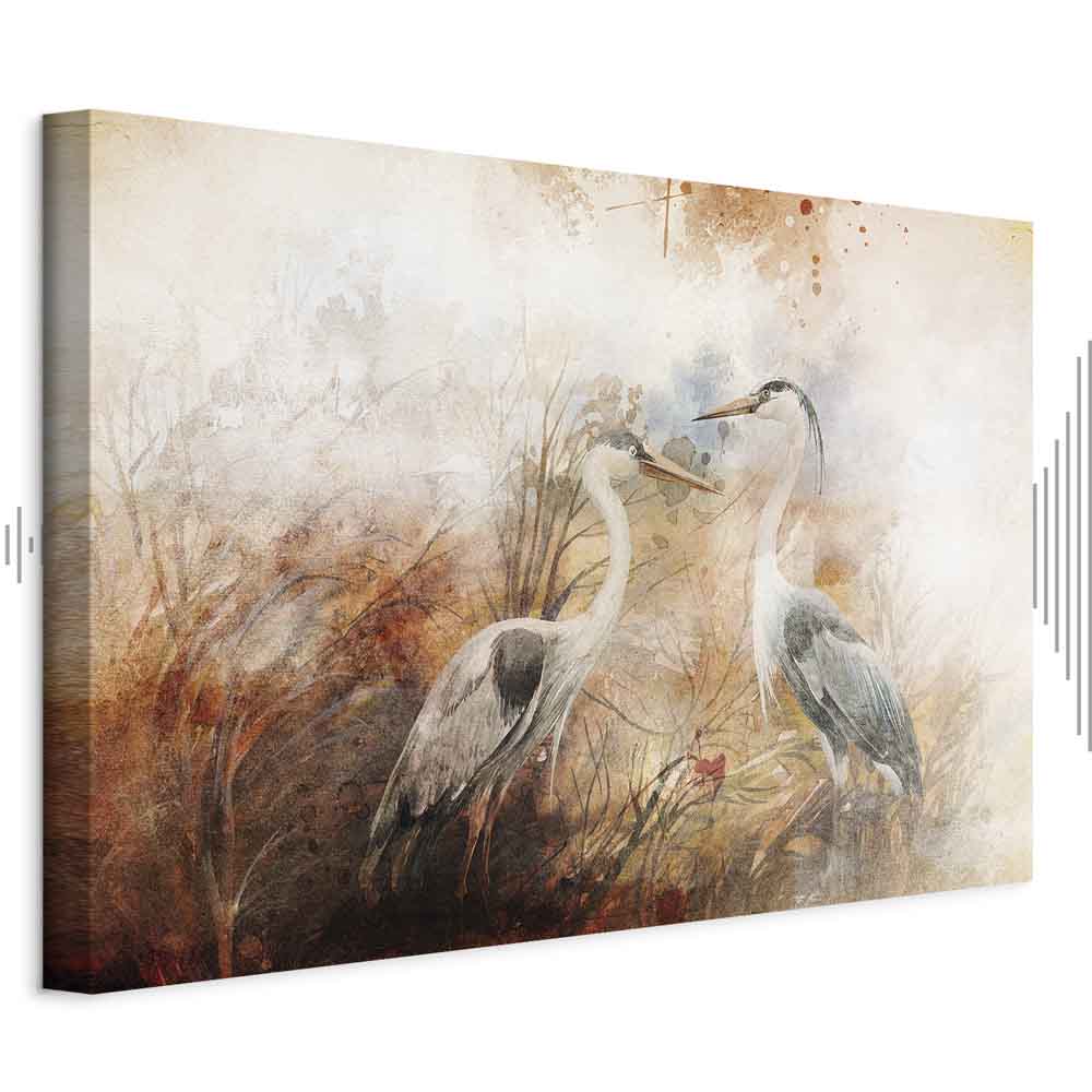 Herons Hunting Nature Canvas Print
