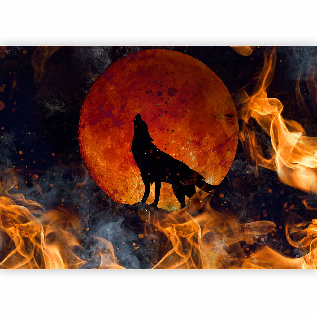 Wall Mural: Wild Nature Wolf on Red Moon