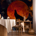 Wall Mural: Wild Nature Wolf on Red Moon