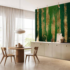 Abstract Golden-Green Forest Wall Mural