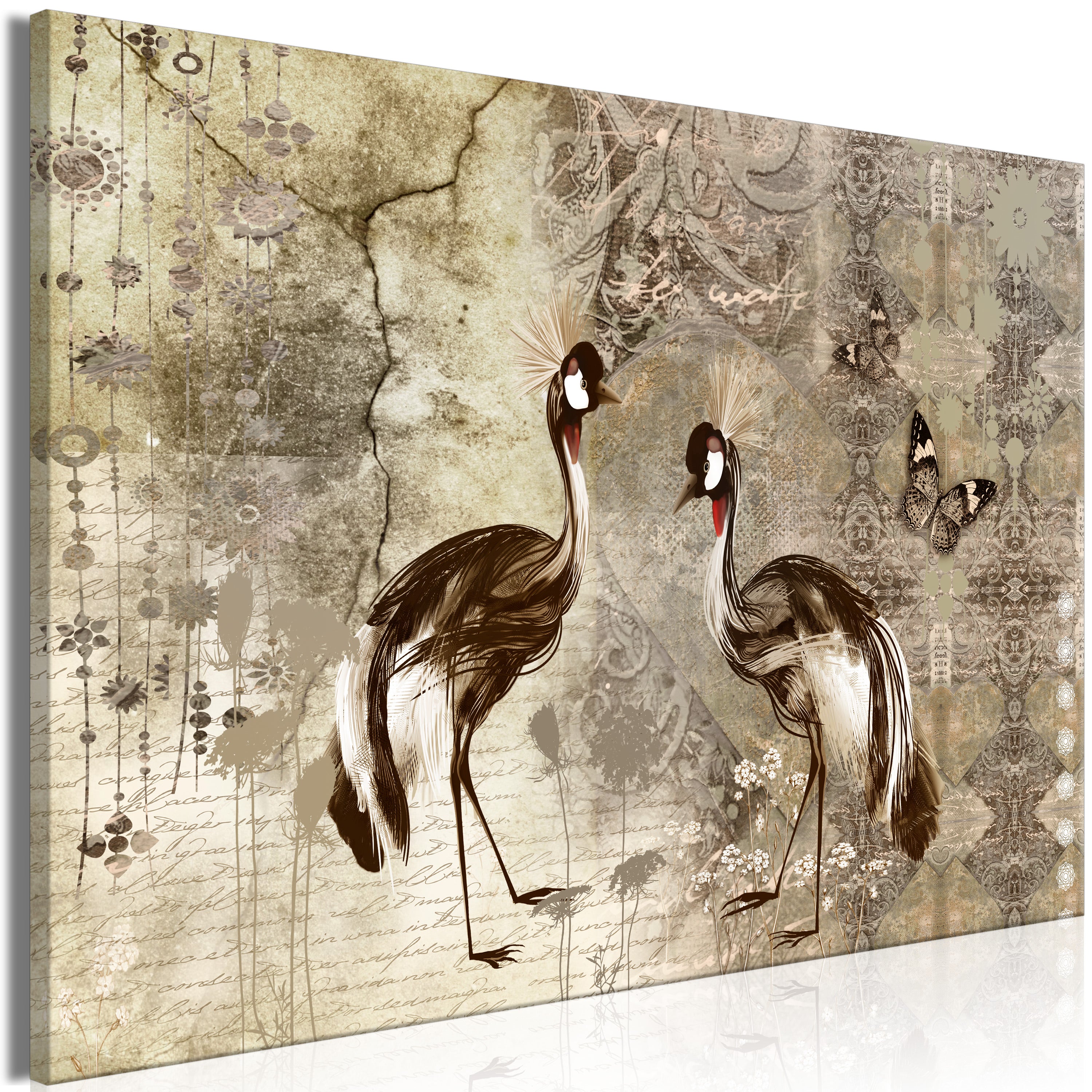 Canvas Print Retro Cranes Wide