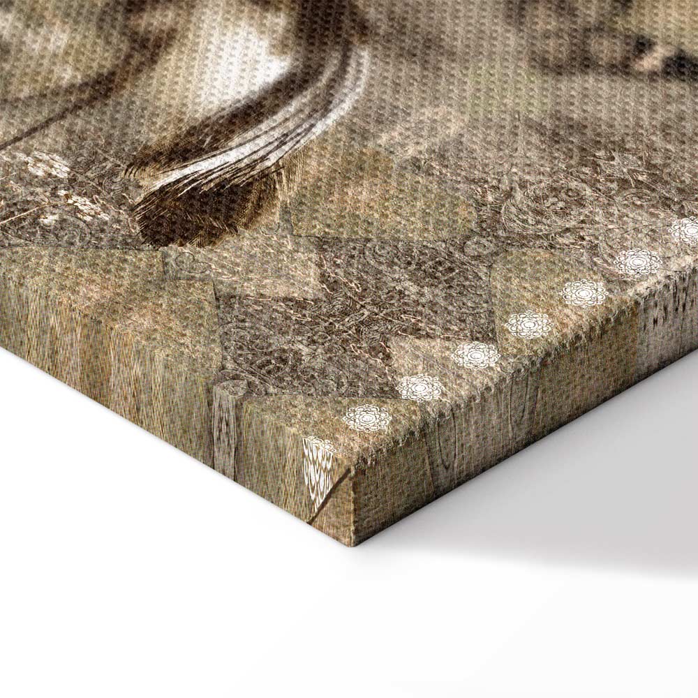 Retro Crane Birds Vintage Canvas Print