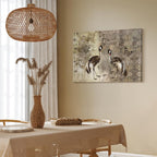 Retro Crane Birds Vintage Canvas Print