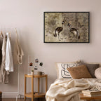 Retro Crane Birds Vintage Canvas Print