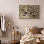 Retro Crane Birds Vintage Canvas Print