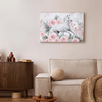Horse and Roses Floral Canvas Print