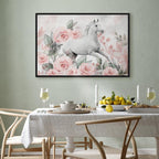 Horse and Roses Floral Canvas Print