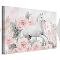 Horse and Roses Floral Canvas Print