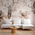 Delicate Beige Peacock Nature Wall Mural