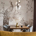 Delicate Beige Peacock Nature Wall Mural