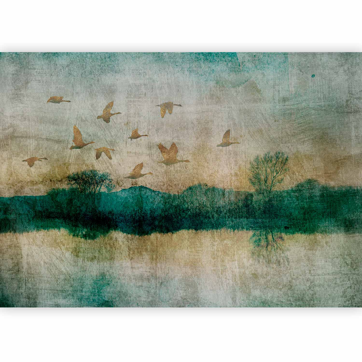 Wandbild Goldene Enten - Tiere