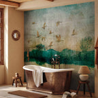 Golden Ducks Lake Nature Wall Mural