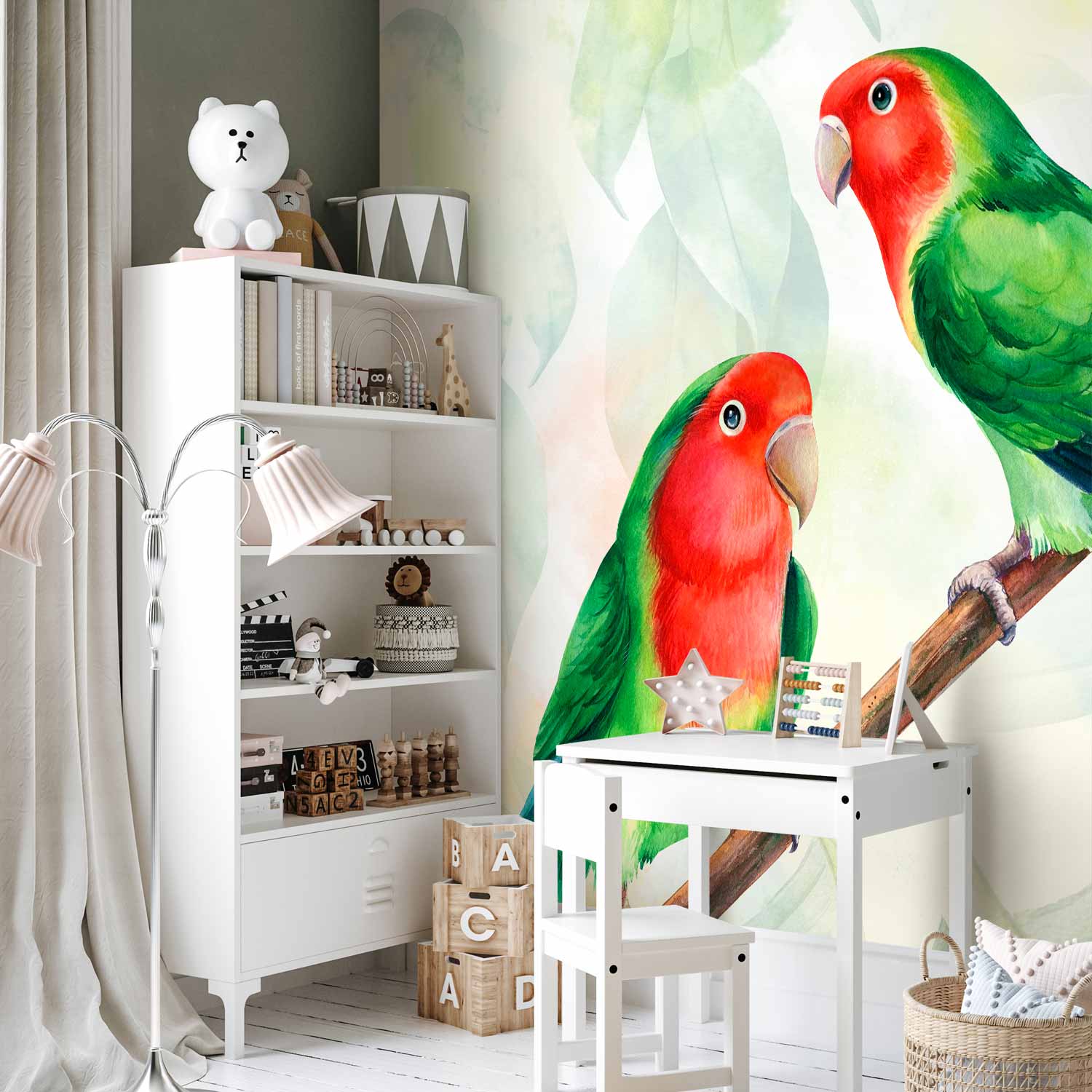 Colorful Lovebirds Nature Wall Mural