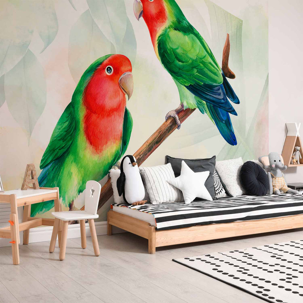 Colorful Lovebirds Nature Wall Mural