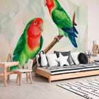 Colorful Lovebirds Nature Wall Mural