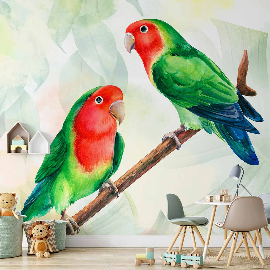 Colorful Lovebirds Nature Wall Mural