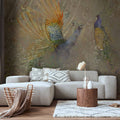 Peacocks in Dance Abstract Pattern Wall Mural