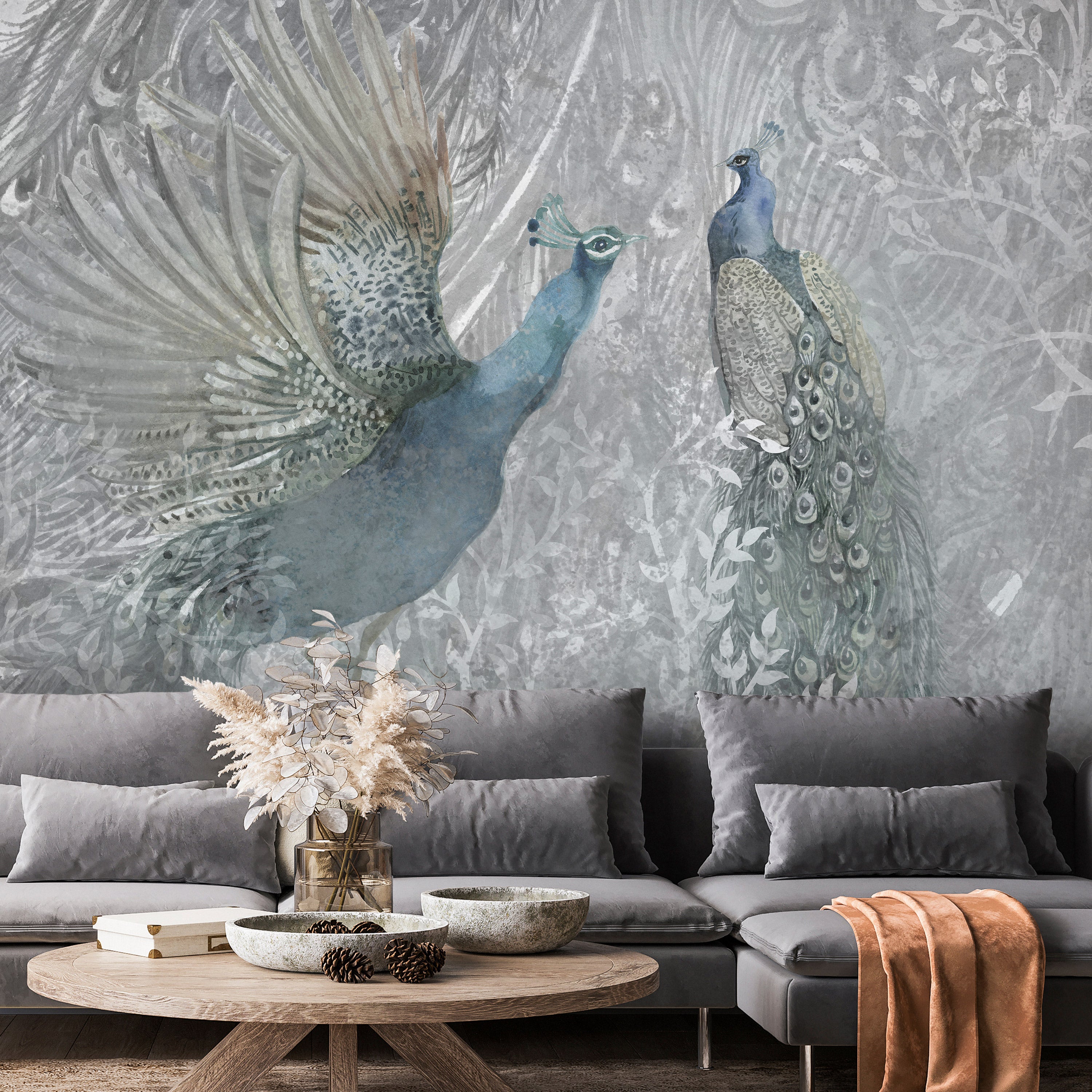 Wall Mural Peacocks Dancing - Animal Artwork