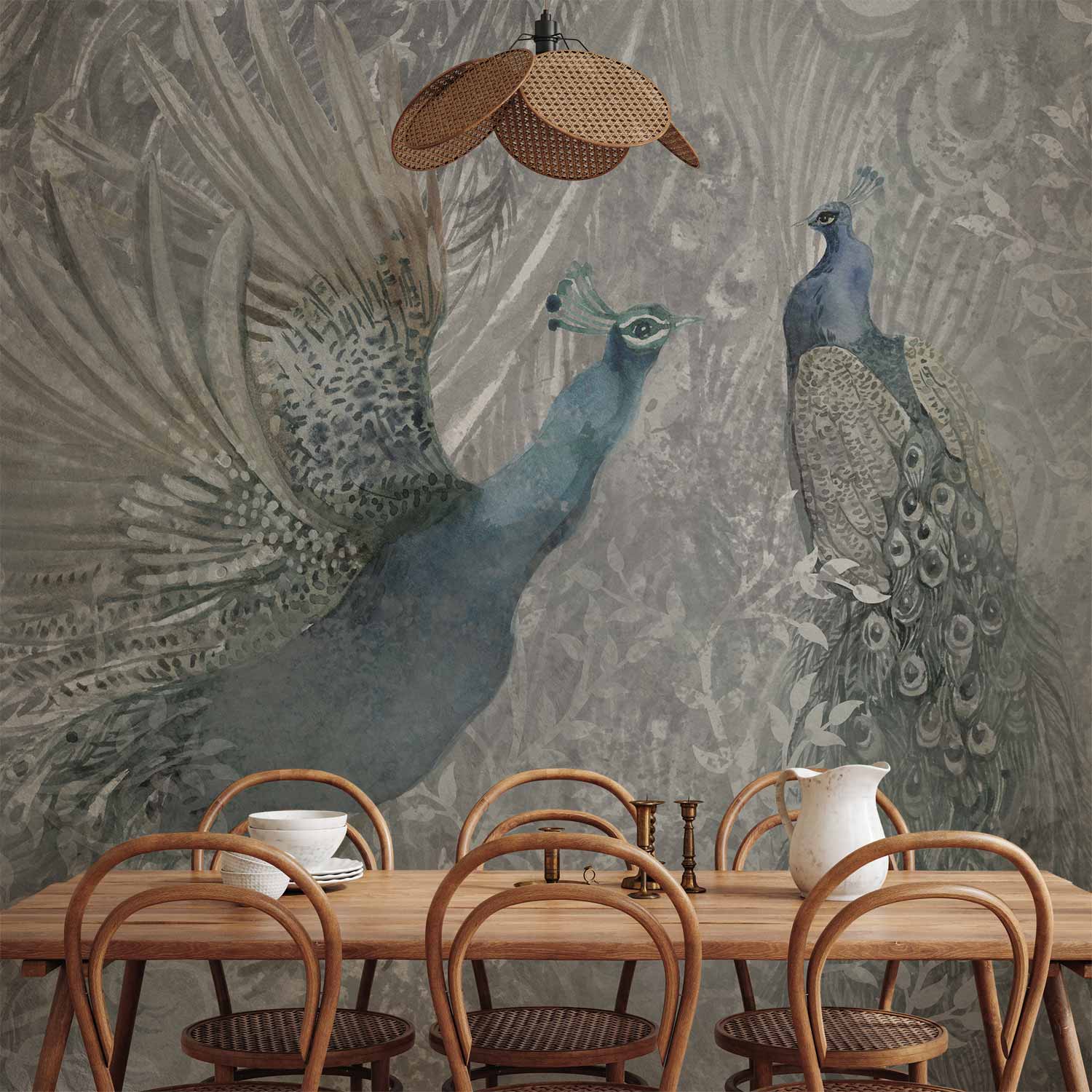 Wall Mural Peacocks Dancing - Animal Artwork