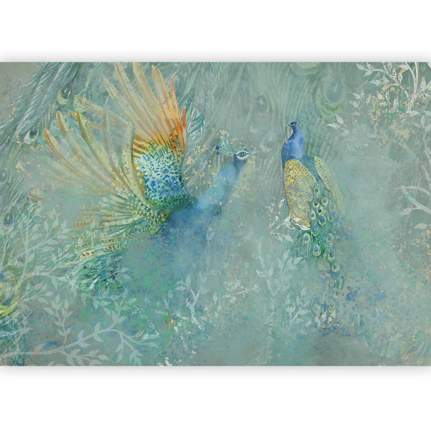 Wall Mural - Peacocks Dancing - Multicoloured