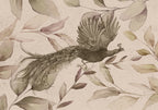 Wall Mural Bird Among Leaves with Floral Peacock in Cool Tones