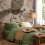Peacock Bird Leaves Floral Wall Mural
