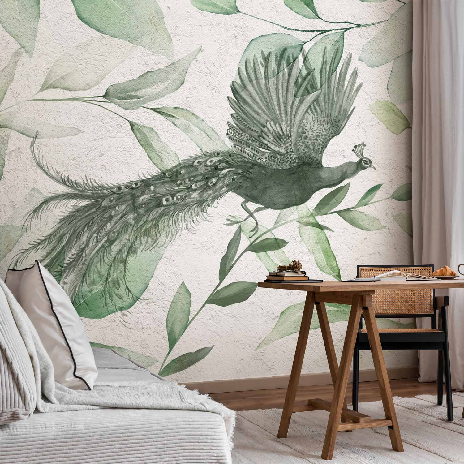 Peacock in Flight Nature Wall Mural