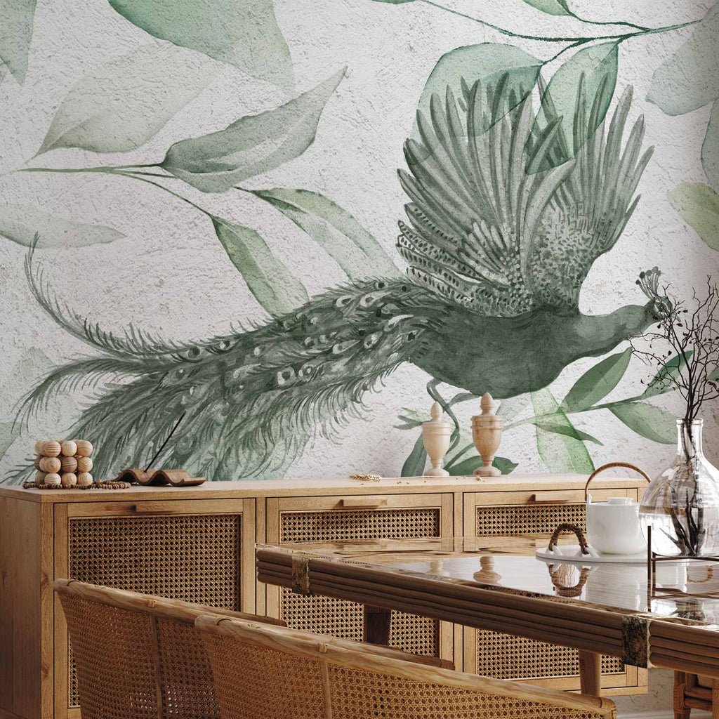 Peacock in Flight Nature Wall Mural