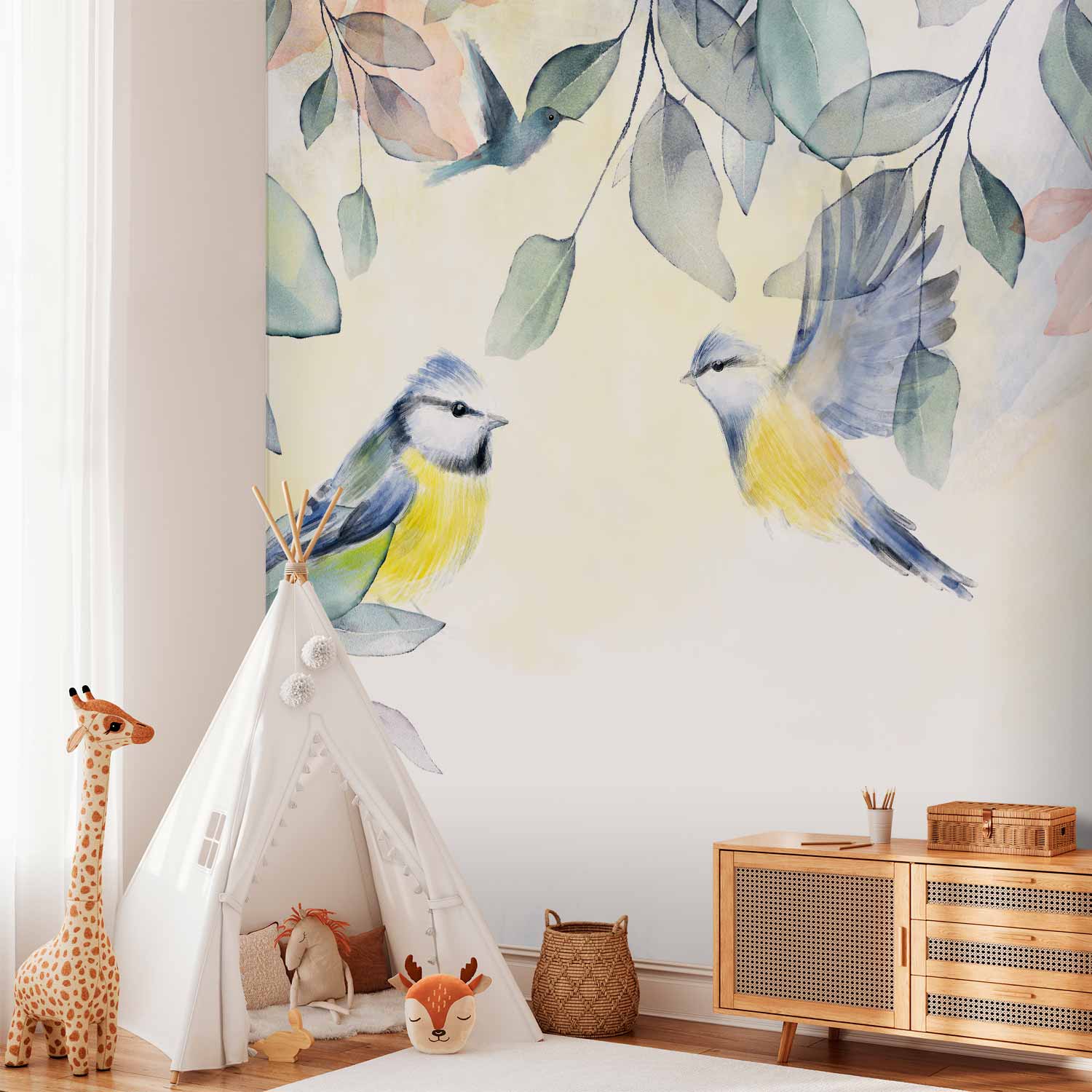 Colorful Titmouse Bird Wall Mural