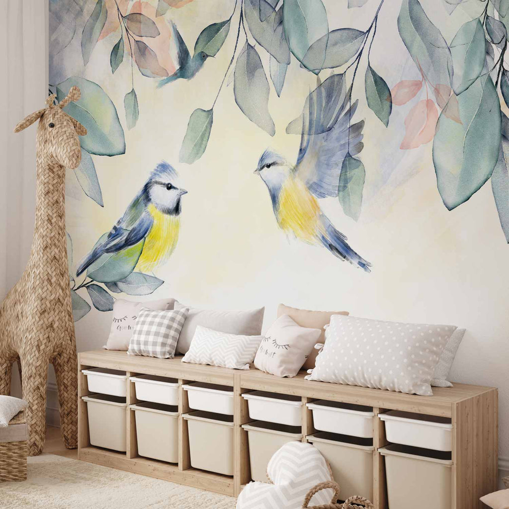 Colorful Titmouse Bird Wall Mural