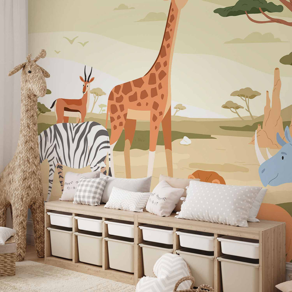 Jungle Animals Vector Illustration Wall Mural