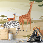 Jungle Animals Vector Illustration Wall Mural