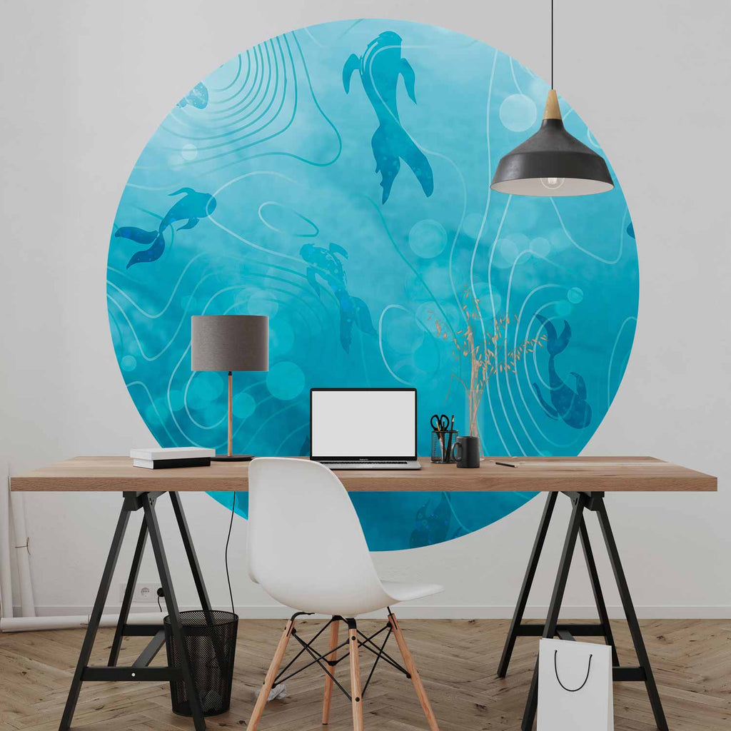 Japanese Pond Fish Nature Round Wall Mural