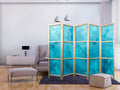 Koi Fish Navy Blue 5-Panel Japanese Room Divider