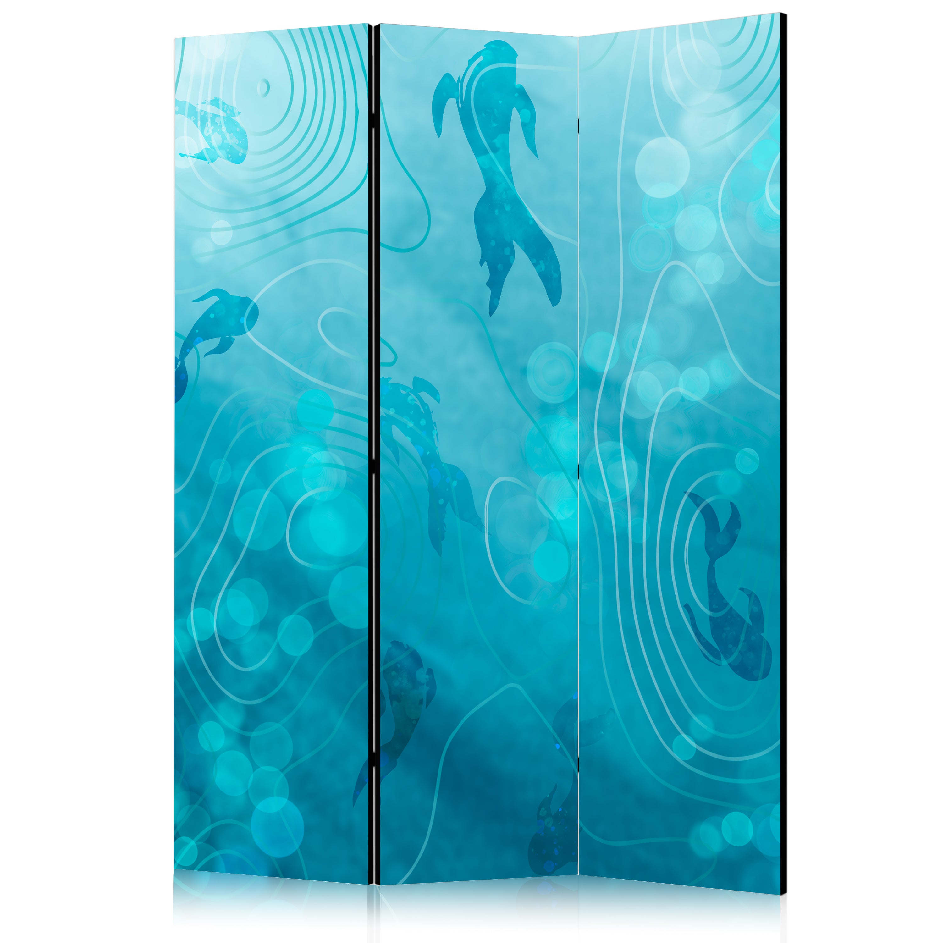 Room Divider with Koi Fish Under Water Surface - Navy & Blue
