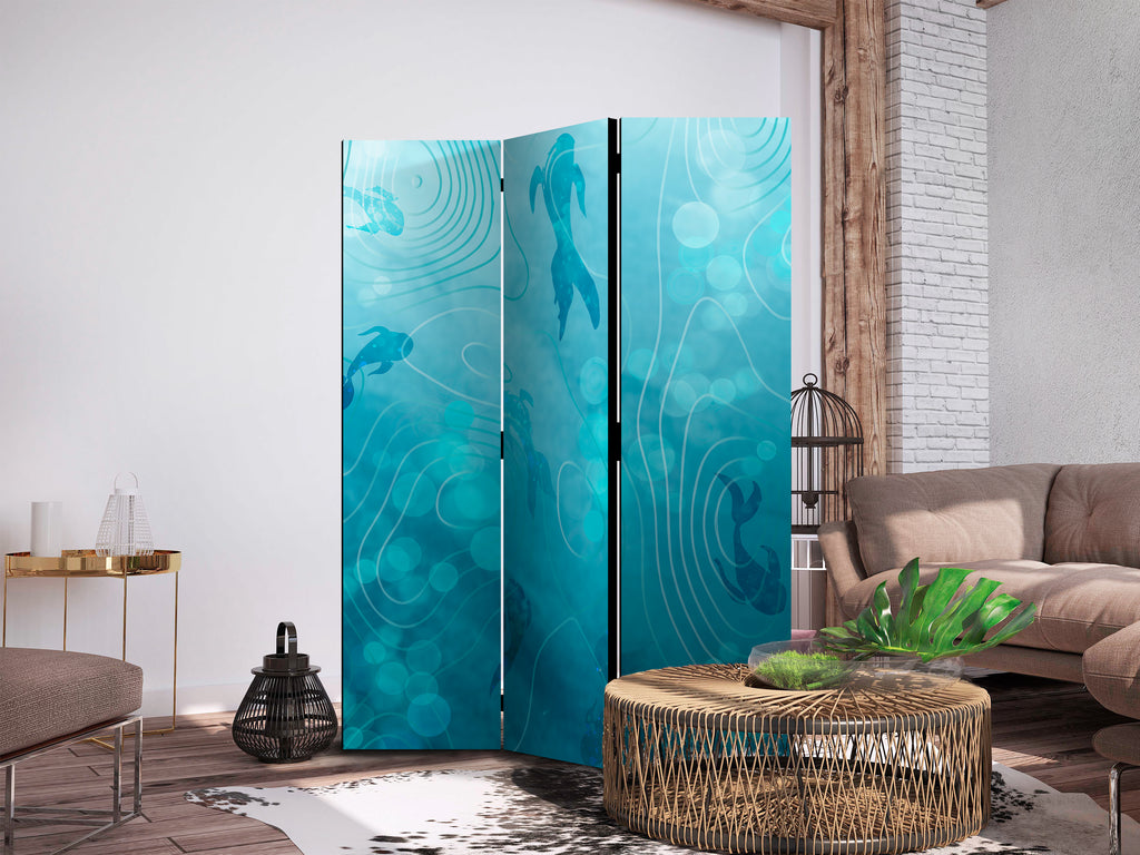 Room Divider with Koi Fish Under Water Surface - Navy & Blue
